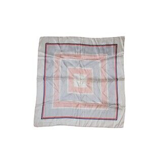 Vintage Echo Silk Scarf Red White Blue Square Rain Cover